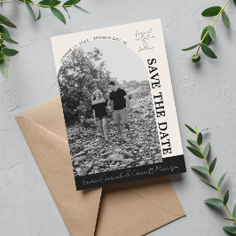 True Simplicity 3 Modern Beige & Zwart Save The Date