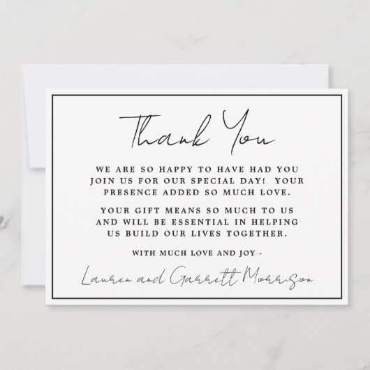 True Simplicity 3 Zwart-wit Bedankt Opmerking (Voorkant)