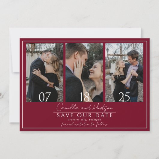 True Simplicity 4 | Burgundy | Wedding Save The Date (Voorkant)