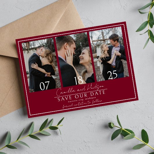 True Simplicity 4 | Burgundy | Wedding Save The Date
