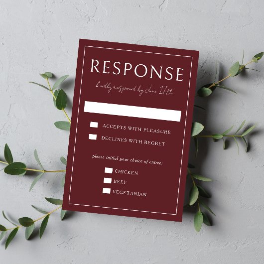 True Simplicity 4 | Dark Burgundy | Wedding RSVP Kaartje