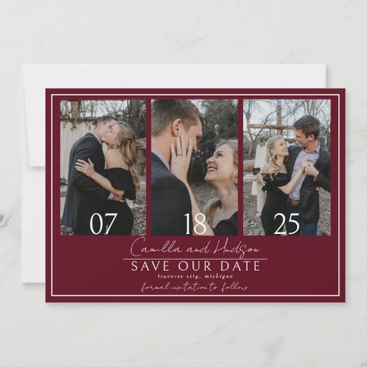 True Simplicity 4 | Dark Burgundy | Wedding Save The Date (Voorkant)
