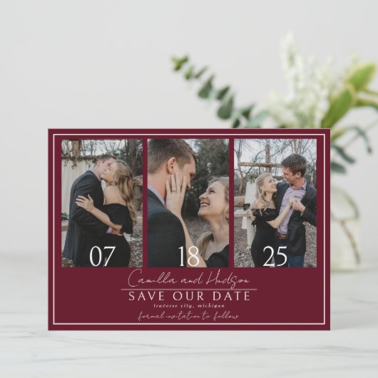 True Simplicity 4 | Dark Burgundy | Wedding Save The Date (Staand voorkant)