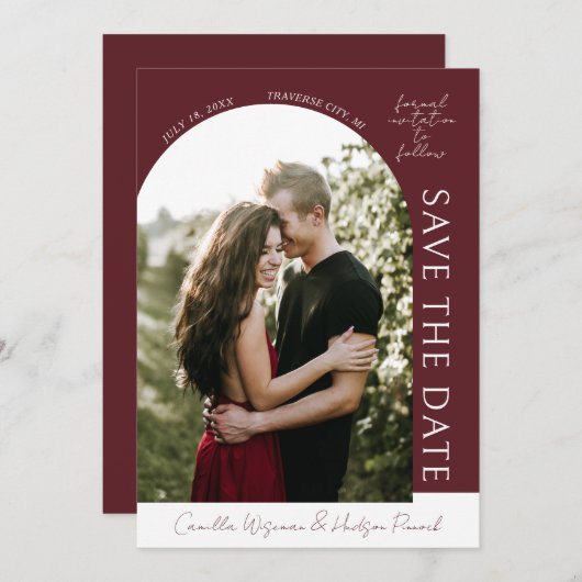True Simplicity 4 | Deep Burgundy | Save The Date (Voorkant / Achterkant)