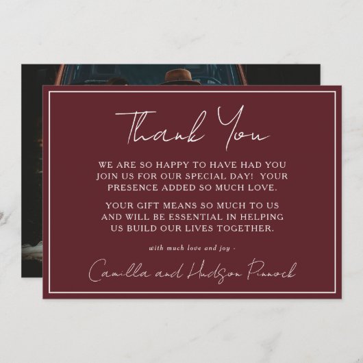 True Simplicity 4 | Deep Burgundy | Thank You Note Bedankkaart (Voorkant / Achterkant)