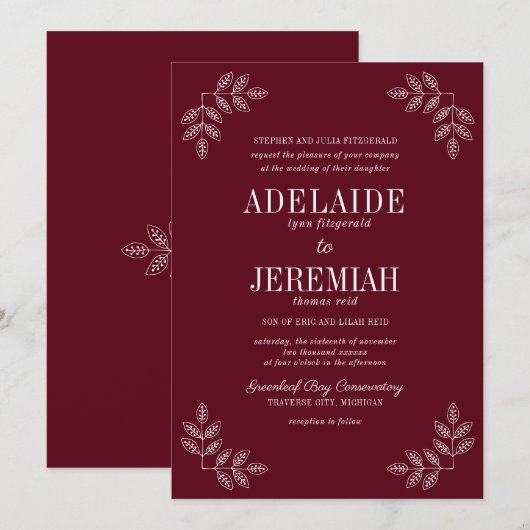 True Simplicity 6 Rosewood Bloemen bruiloft Kaart (Voorkant / Achterkant)