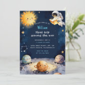 True Space First Trip Around The Sun 1st Birthday Kaart (Staand voorkant)