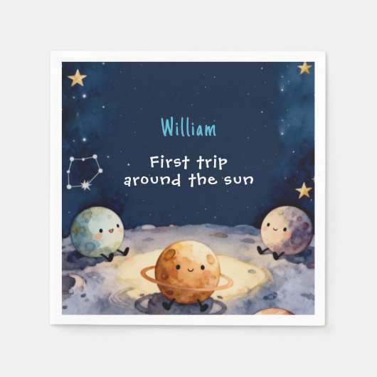 True Space First Trip Around The Sun 1st Birthday Servet (Voorkant)