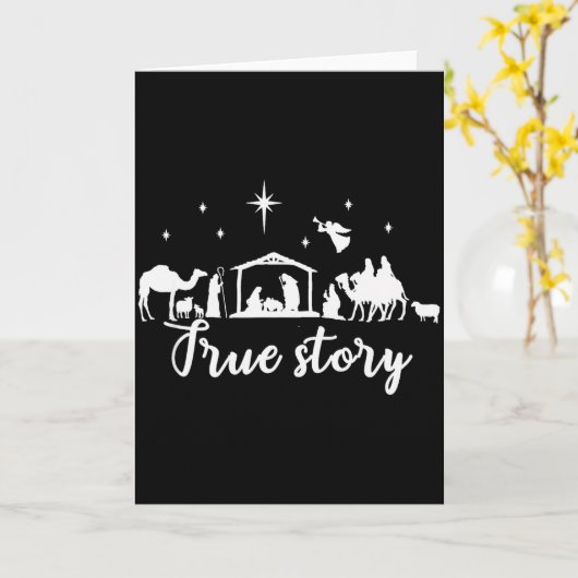 True Story Christmas Gift Religious Nativity Scene Kaart (Gele Bloem)