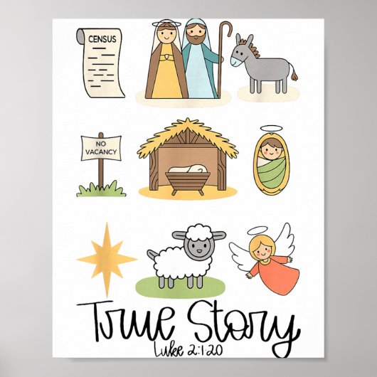 True Story Jesus Nativity Christian Christmas  Poster (Voorkant)
