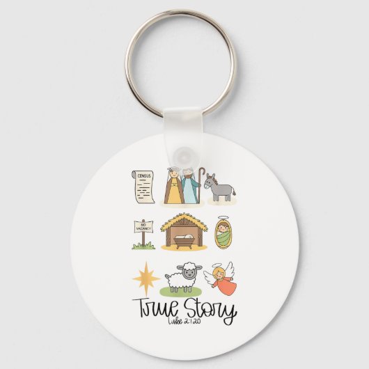 True Story Jesus Nativity Christian Christmas  Sleutelhanger (Voorkant)