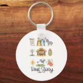 True Story Jesus Nativity Christian Christmas  Sleutelhanger (Voorkant)
