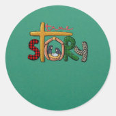 True Story Kerstmis Manger Natitivity Scene Buffal Ronde Sticker (Voorkant)