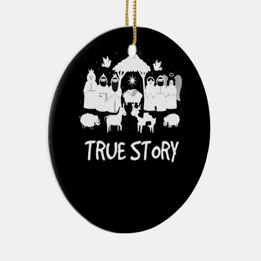 True Story Natitivity Kerstmis Baby Jesus Manger Keramisch Ornament (Rechts)