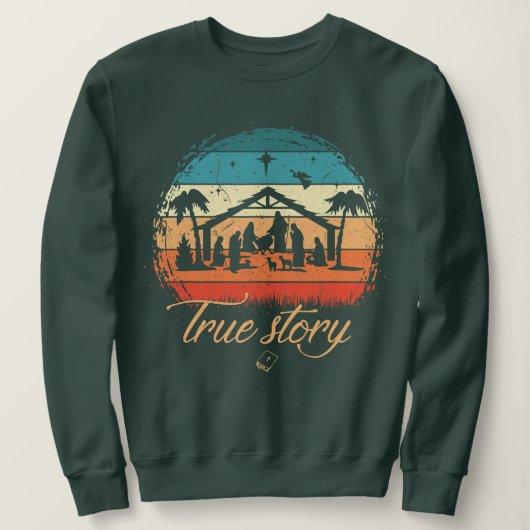 True Story Natitivity Kerstmis Jezus Birth Religio Trui (Design voorkant)