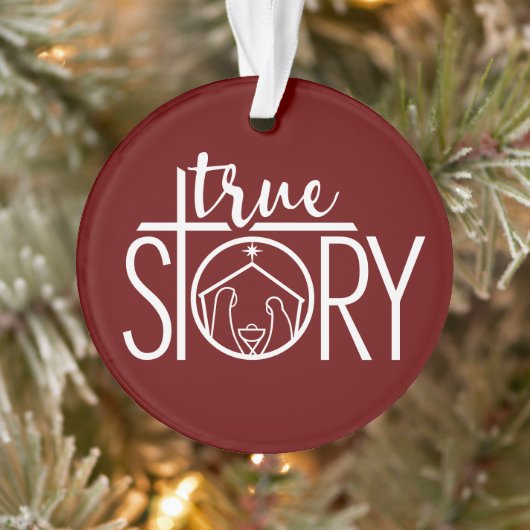 True Story Natitivity Mary Joseph Jesus Kerstmis Ornament (Boom)