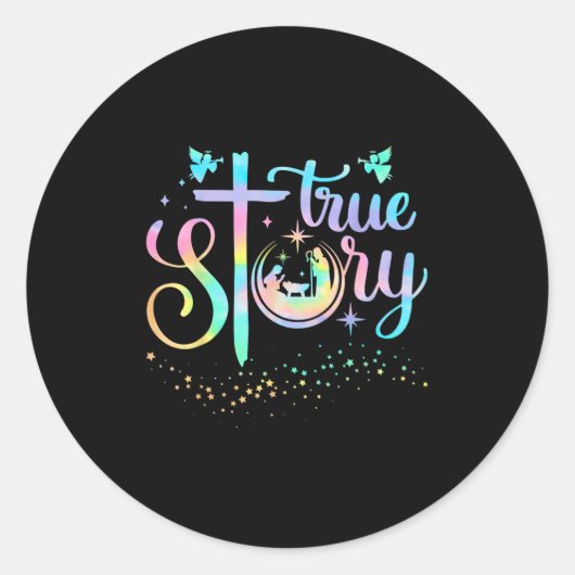 True Story Nativity Christmas Baby Jesus Religious Ronde Sticker (Voorkant)