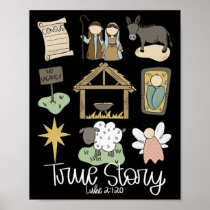 True-story Retro Kerst Christelijke Religieuze Xma Poster