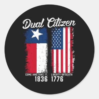 True Texan Dual Citizen Love Texas en America Ronde Sticker