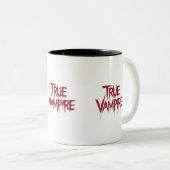 True Vampire Gothic Druppelend Bloed Tekstontwerp Tweekleurige Koffiemok (Voorkant rechts)