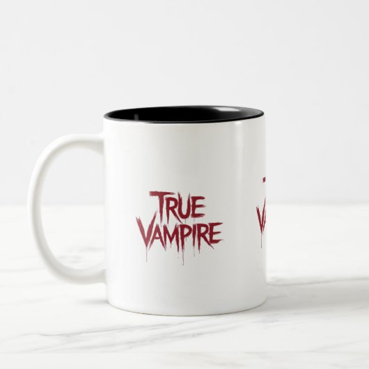 True Vampire Gothic Druppelend Bloed Tekstontwerp Tweekleurige Koffiemok (Links)