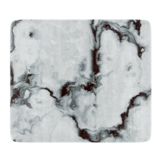 True White Marble texture black diy past de gewens Snijplank (Voorkant)