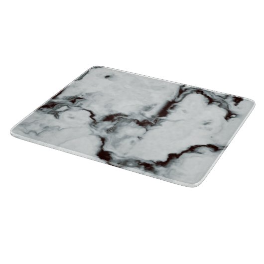 True White Marble texture black diy past de gewens Snijplank (Hoek)