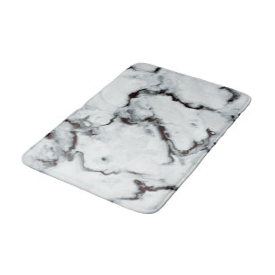 True White Marble texture Black diy personalize Badmat