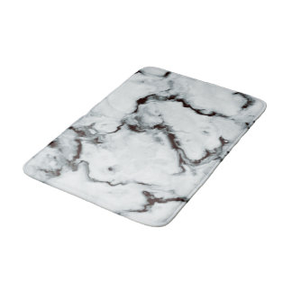 True White Marble texture Black diy personalize Badmat