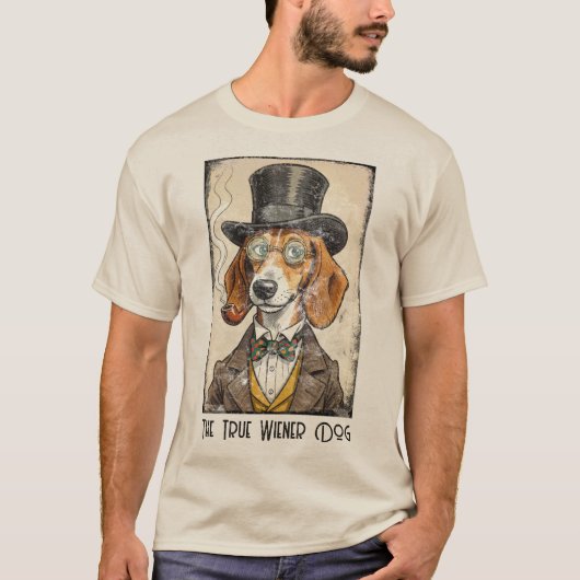 True Wiener Dog - Realistic Dachshund Portrait T-shirt (Voorkant)