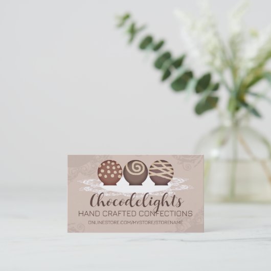 truffels chocolade snoep snoepjes confectie visitekaartje (Staand voorkant)