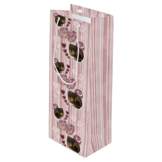 Truffelstrepen Wijn Cadeautas (Voorkant Gekanteld)