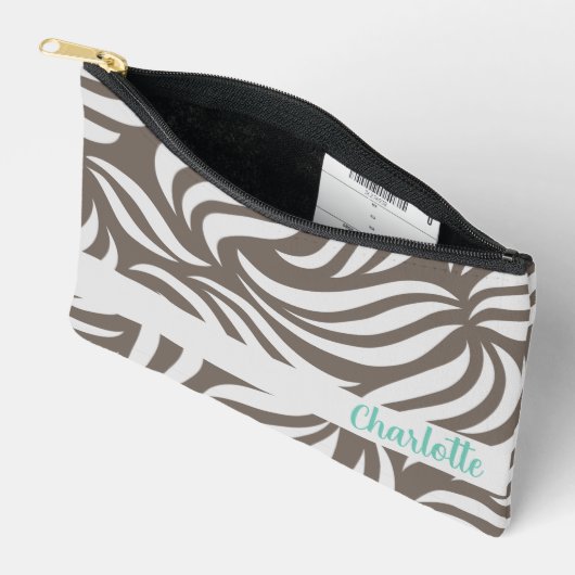 Truffle Beachy Modern Foliage Personalized Name Etui (Open)