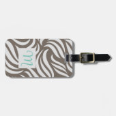  Truffle Modern Foliage & Feminine Monogram Travel Bagagelabel (Voorkant horizontaal)