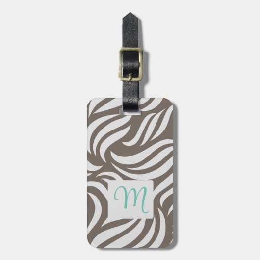 Truffle Modern Foliage & Feminine Monogram Travel Bagagelabel (Voorkant verticaal)
