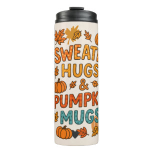 Trui Knuffels & Pompoen Mokken Herfst Typografie Thermosbeker