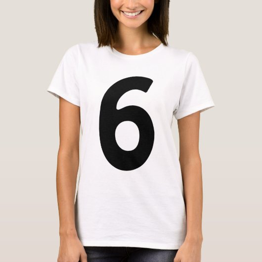Trui met aangepast nummer, 6 nummer t-shirt (Voorkant)