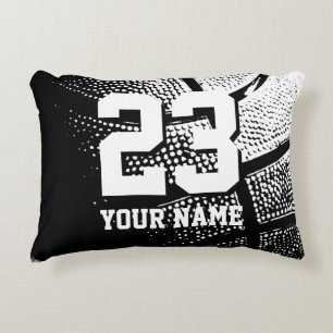 Trui met eigen naam en nummer vintage basketbal accent kussen