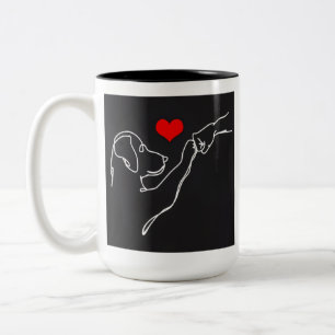 Trui met hand- en hondlijn kunst voor beste vriend tweekleurige koffiemok