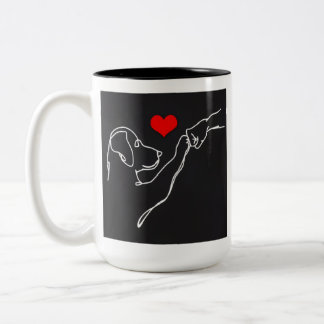 Trui met hand- en hondlijn kunst voor beste vriend tweekleurige koffiemok