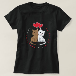 Trui met Illustratie van Knuffelende Kattenliefde T-shirt