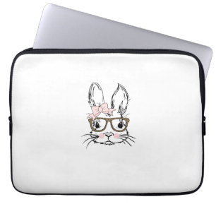 Trui met Konijn Gezicht Luipaardprint Bril PASEN Laptop Sleeve
