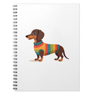 Trui met vintage regenboog dachshund Cute lange ho Notitieboek