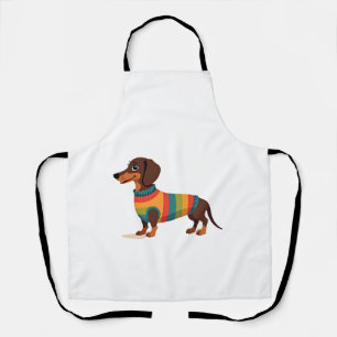 Trui met vintage regenboog dachshund Cute lange ho Schort