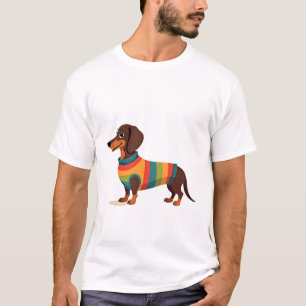 Trui met vintage regenboog dachshund Cute lange ho T-shirt