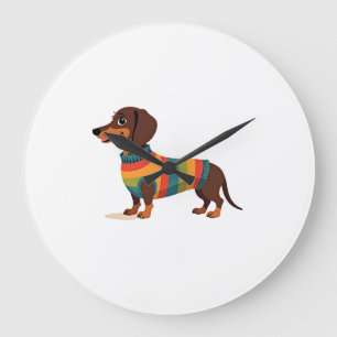 Trui met vintage regenboog Dackel Schattige lange  Grote Klok