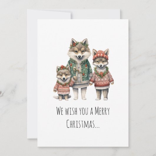 Trui met Wolf Family Feestdagenkaart (Voorkant)