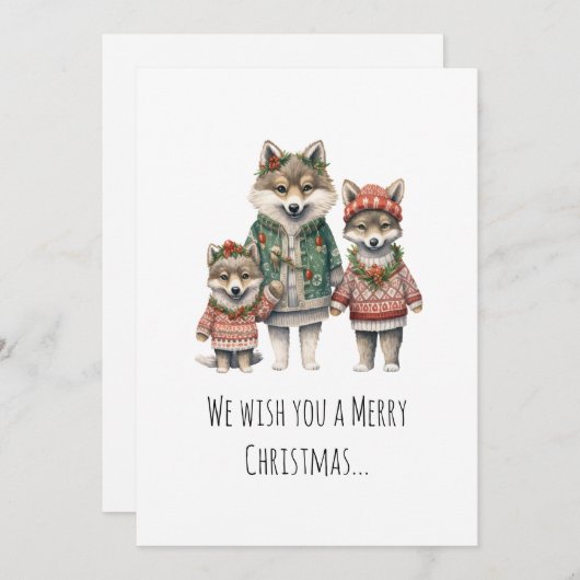 Trui met Wolf Family Feestdagenkaart (Voorkant / Achterkant)