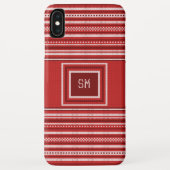 Trui Rood Wit Monogram Kerstvakantie Case-Mate iPhone Case (Achterkant)
