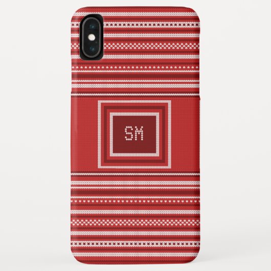 Trui Rood Wit Monogram Kerstvakantie Case-Mate iPhone Case (Achterkant)